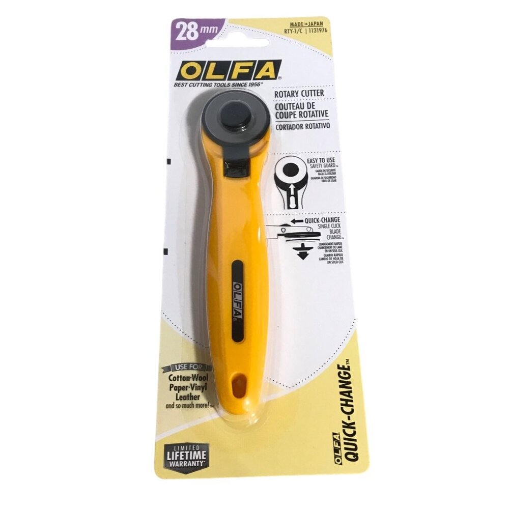 Olfa 28mm Rotary Cutter With Quick-Change Blade & Limited Lifetime Warranty